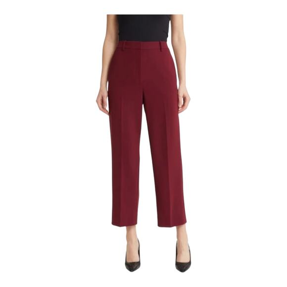 Theory pants Admiral Crop Straight Leg burgundy size 12 - Picture 1 of 8